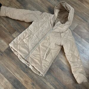Tan Quilted Hooded Jacket
